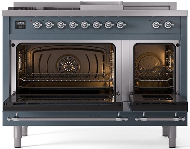 Ilve® Nostalgie II Series 48" Blue Grey Pro Style Dual Fuel Range-1