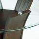 Elements International Dapper Glass Top Round Dining Table with Walnut Base-3