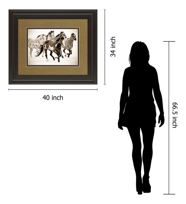 Classy Art  “Painted Horses Run” By Carol Walker Brown 34 in. x 40 in. Framed Print Wall Art-2