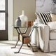 Magnussen Home® Sawyer Toasted Nutmeg Glass Top End Table with Smoked Iron Base-1