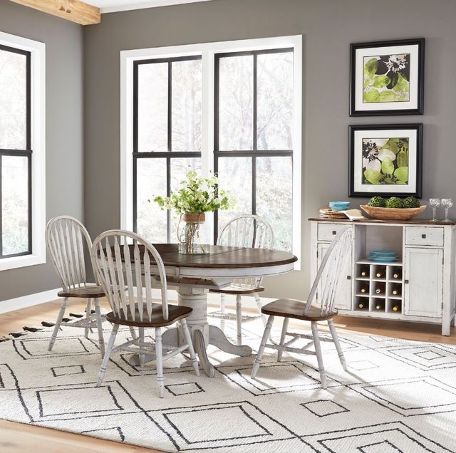 Liberty Furniture Carolina Crossing 5-Piece Antique Honey/White Pedestal Table Set-1