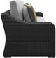 Signature Design by Ashley® Beachcroft 2-Piece Black/Light Gray Aluminum/Resin Wicker Outdoor Loveseat with Cushion-2