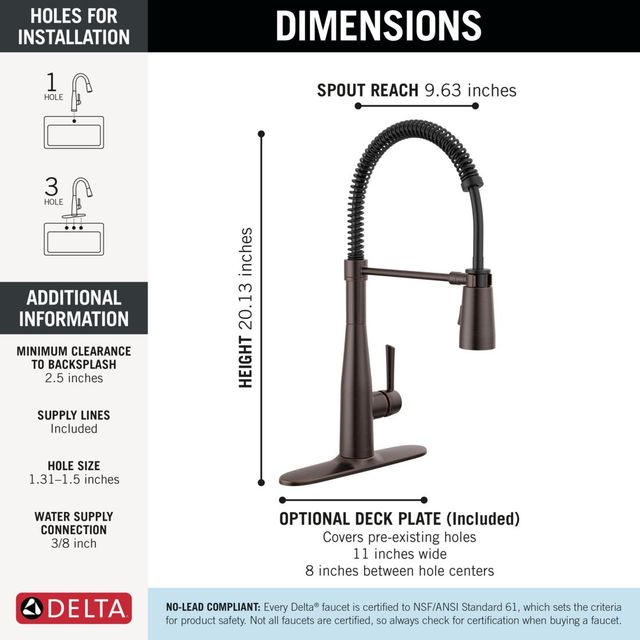 Delta Essa® Venetian Bronze Single Handle Pull-Down Spring Kitchen Faucet-2