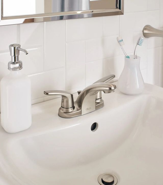American Standard Colony® PRO Brushed Nickel 4" Centerset 2-Handle Bathroom Faucet with 50/50 Drain-2