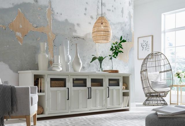 aspenhome® Finnegan White 98" Console and Hutch-1
