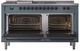 Ilve® Nostalgie II Noblesse 60'' Blue Gray Pro Style Dual Fuel Range with Burnished Trim-1