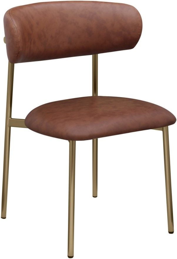 Meridian Furniture Lupita Brown/Gold Vegan Leather Dining Chair-0