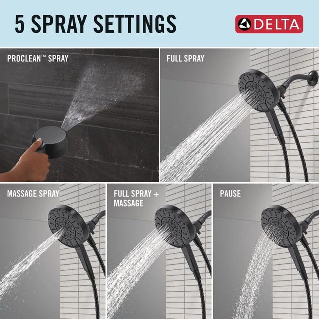 Delta Universal Showering Matte Black 5-Spray Setting In2ition® with ProClean®-4