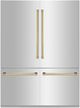 ZLINE Autograph Edition 60" 32.2 Cu. Ft. Stainless Steel Built In French Door Refrigerator with Water Dispenser and Ice Maker in Polished Gold Accents-0