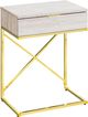 Monarch Specialties Inc. Beige Marble 24"H Drawer Accent Table with Gold Metal Base-0