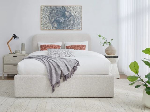 Modus Furniture Virgil Off-White/Ricotta Full Upholstered Panel Bed-1
