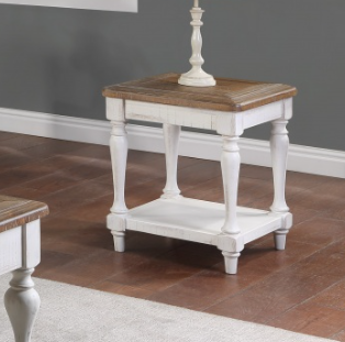 Winners Only® Augusta Rustic Brown 20" End Table with White Base-2