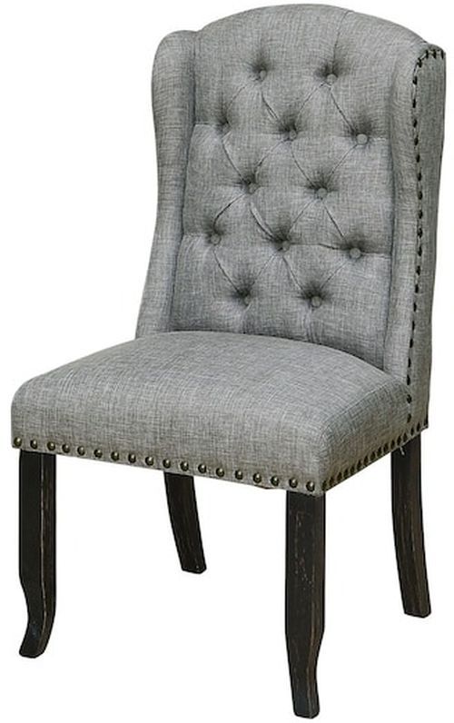 Furniture of America® Sania 2-Piece Antique Black/Light Gray Side Chair Set-2