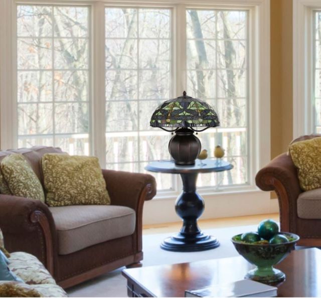 Cal® Lighting & Accessories Tiffany Dark Bronze/Yellow Table Lamp-2