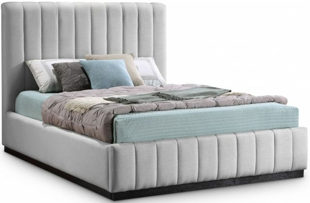 Meridian Furniture Lucia Gray Linen Textured Panel Bed | Furnikoure ...