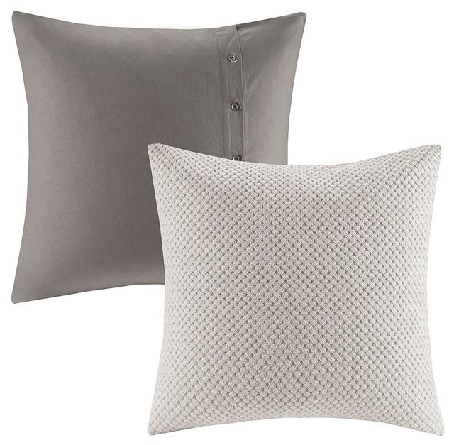 Olliix by Madison Park Signature Essence Gray King Cotton Clip Jacquard Comforter Set-2