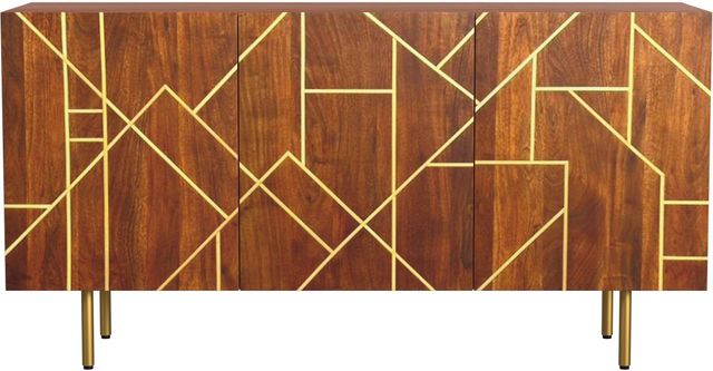 Powell® Khloe Brown/Gold Acacia Wood Console-1