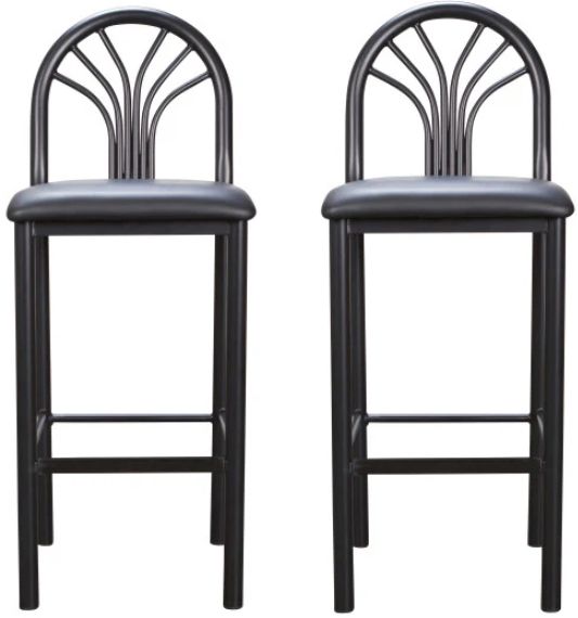 Linon Soleil 2-Piece Black Vinyl Metal Barstool Set-3