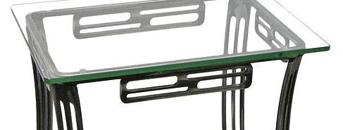 Forge Design Izo Glass Top Square End Table with Metal Legs-1