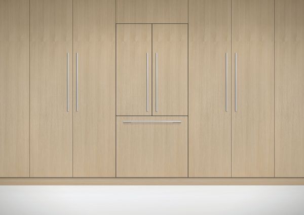 Custom wood cabinet panels on a built-in refrigerator Custom wood cabinet panels on a built-in refrigerator