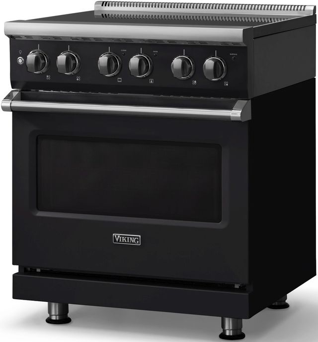 Viking® 5 Series 30" Onyx Pro Style Electric Range with Polished Chrome Trim-2