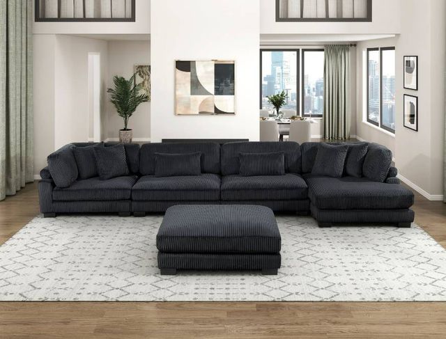 Homelegance® Traverse 5-Piece Black Modular Sectional with Reversible Chaise and Ottoman-1