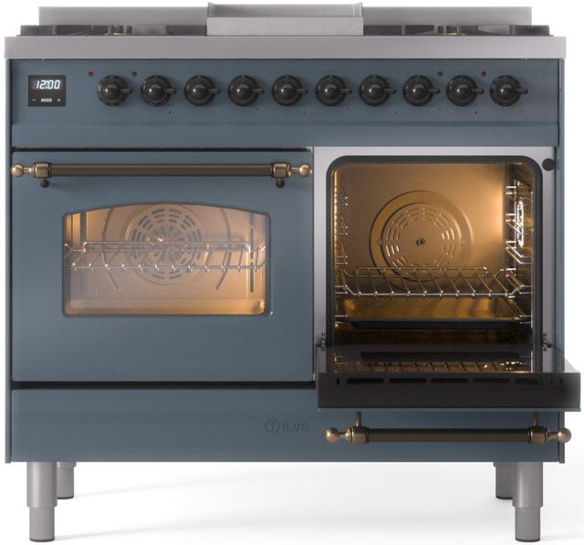 Ilve® Nostalgie II Series 40" Blue Grey Pro Style Dual Fuel Range-3