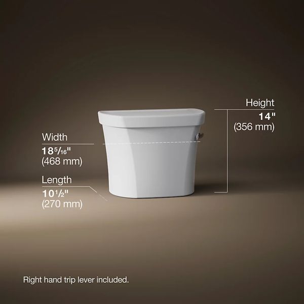 KOHLER® Highline® White 14" Right-Hand Trip Toilet Tank, 1.28 Gpf-4