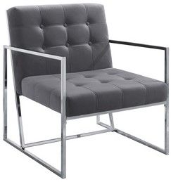 Mazin Furniture Delia Gray/Chrome Accent Chair-2