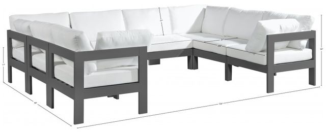 Meridian Furniture Nizuc 8-Piece Dark Gray/White Aluminum/Fabric Outdoor Patio Modular Sectional-2