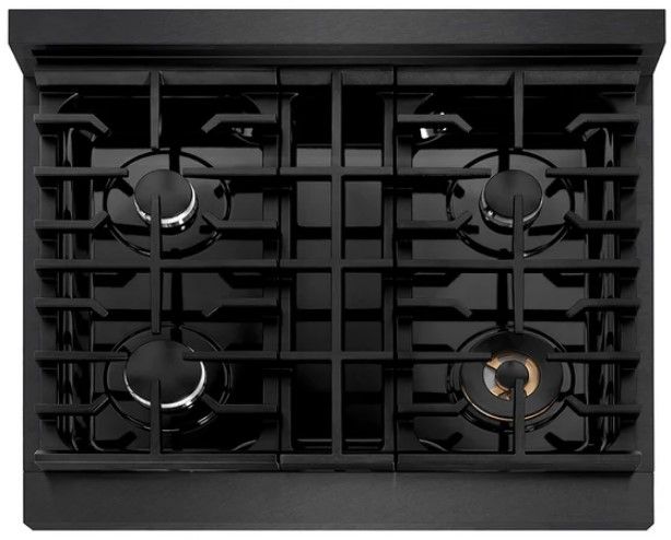 ZLINE Paramount 30" 4.2 cu. ft. Black Satin Stainless Steel Paramount Dual Fuel Range with 4 Burner Gas Cooktop and Electric Convection Oven-2