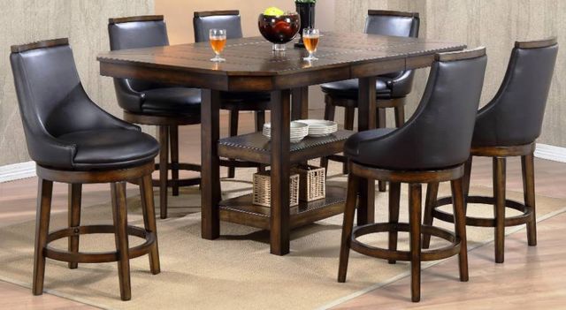 Urban Styles Furniture New Haven 7-Piece Brown Counter Height Dining Set-0