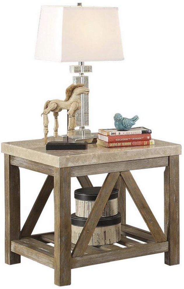 Mazin Furniture Ridley Creamy White End Table-0