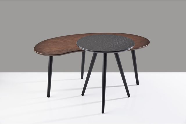 Adesso® Gilmour 2-Piece Black and Walnut Nesting Table with Black Metal Legs-2