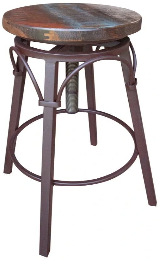 International Furniture Direct Antique Brown/Rust Adjustable Swivel Stool-0
