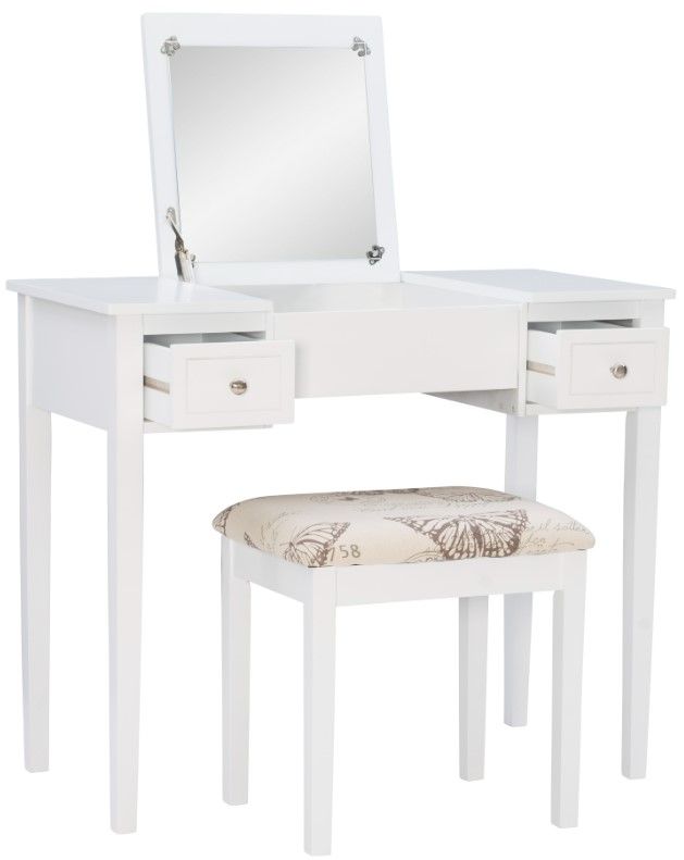 Linon Virginia 2-Piece White Vanity Set-3