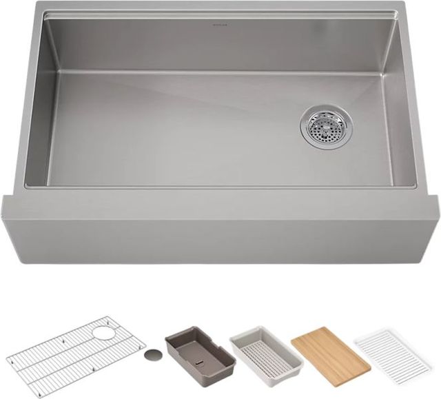 KOHLER® Strive® Stainless Steel 33" Undermount Single-Bowl Farmhouse Workstation Kitchen Sink-0