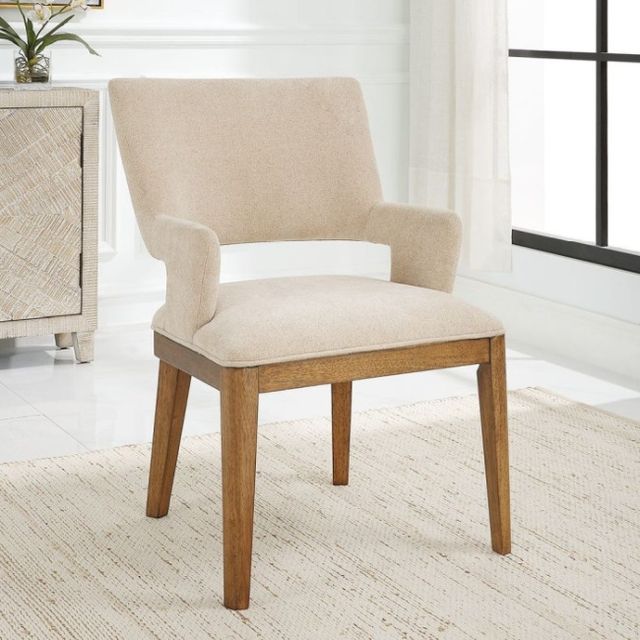 Uttermost® Aspect Beige/Pecan Dining Chair-1