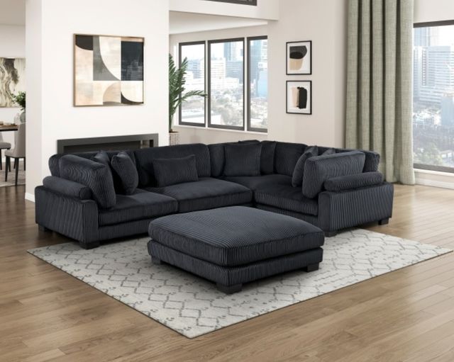 Homelegance® Traverse 5-Piece Black Modular Sectional with Ottoman-1