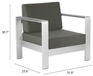 Zuo® Modern Cosmopolitan Gray Arm Chair-4