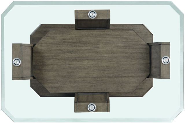 Elements International Dapper Glass Top Rectangular Coffee Table with Gray Base-1