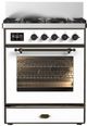 Ilve® Majestic III 30" White Pro Style Dual Fuel Liquid Propane Range with 5 Black Brass Burners and Burnished Trim-0