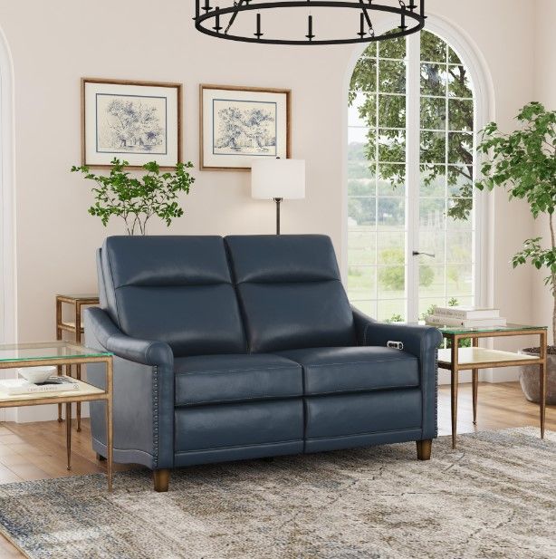 Flexsteel® Elizabeth Sea Leather Power Reclining Loveseat with Power Headrest-1