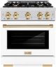 ZLINE Select Autograph Edition 30" Satin Stainless Steel Pro Style Dual Fuel Range with White Matte Door and Polished Gold Accents-0
