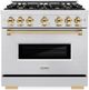 ZLINE Classic Autograph Edition 36" Satin Stainless Steel Pro Style Dual Fuel Range with Polished Gold Accents-0
