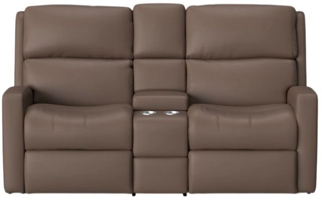 Flexsteel® Customizable Catalina Leather Power Reclining Loveseat with Console-3