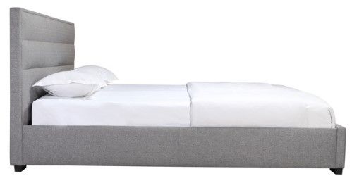 Mazin Furniture Fabiola Grey King Upholstered Platform Panel Bed -2