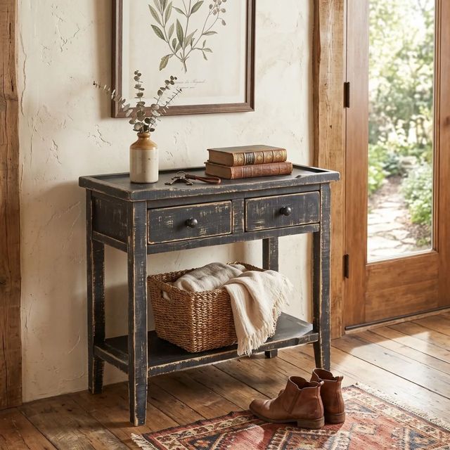 Sunny Designs™ Black Sand 2-Drawer Side Table-1