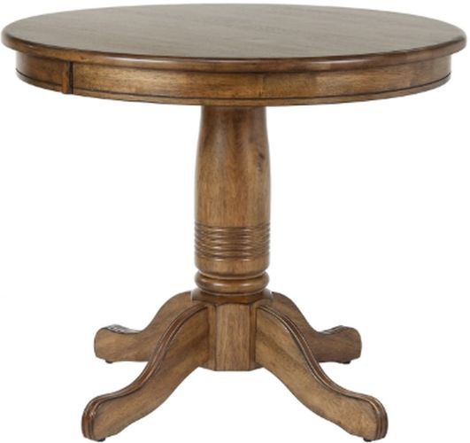 Winners Only® Carmel Rustic Brown Round Pedestal Dining Table-0