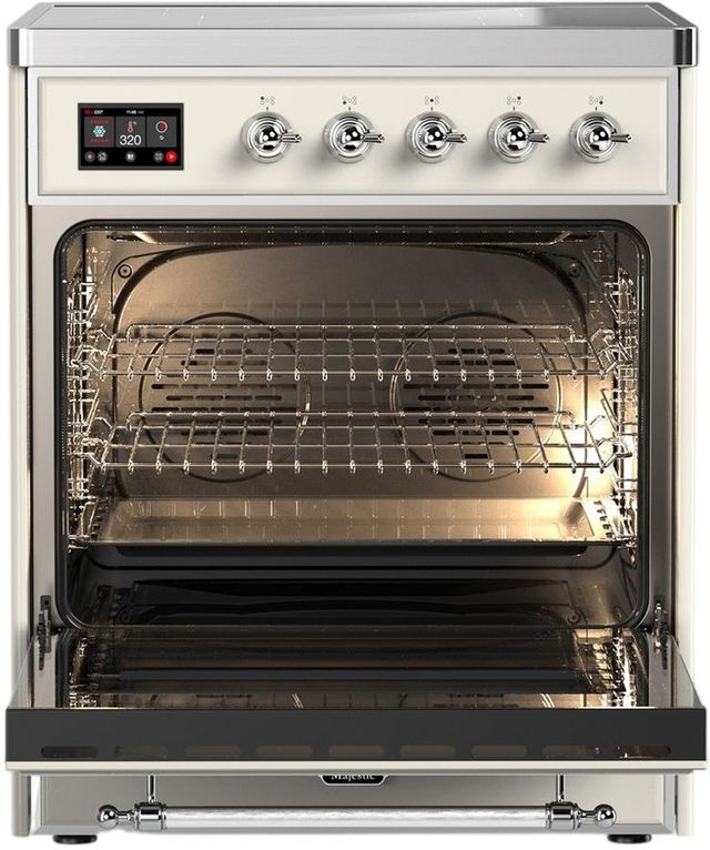 Ilve® Majestic III 30" Antique White Pro Style Induction Range with Triple Glass Door and Chrome Trim-1